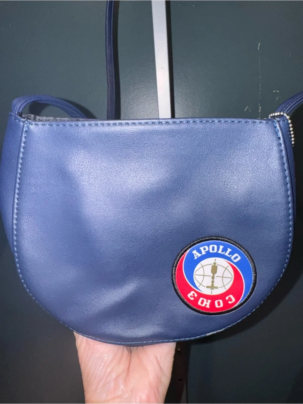 Buzz Aldrin NASA Patch Saddle Shoulder Bag - Navy/Silver with change bag